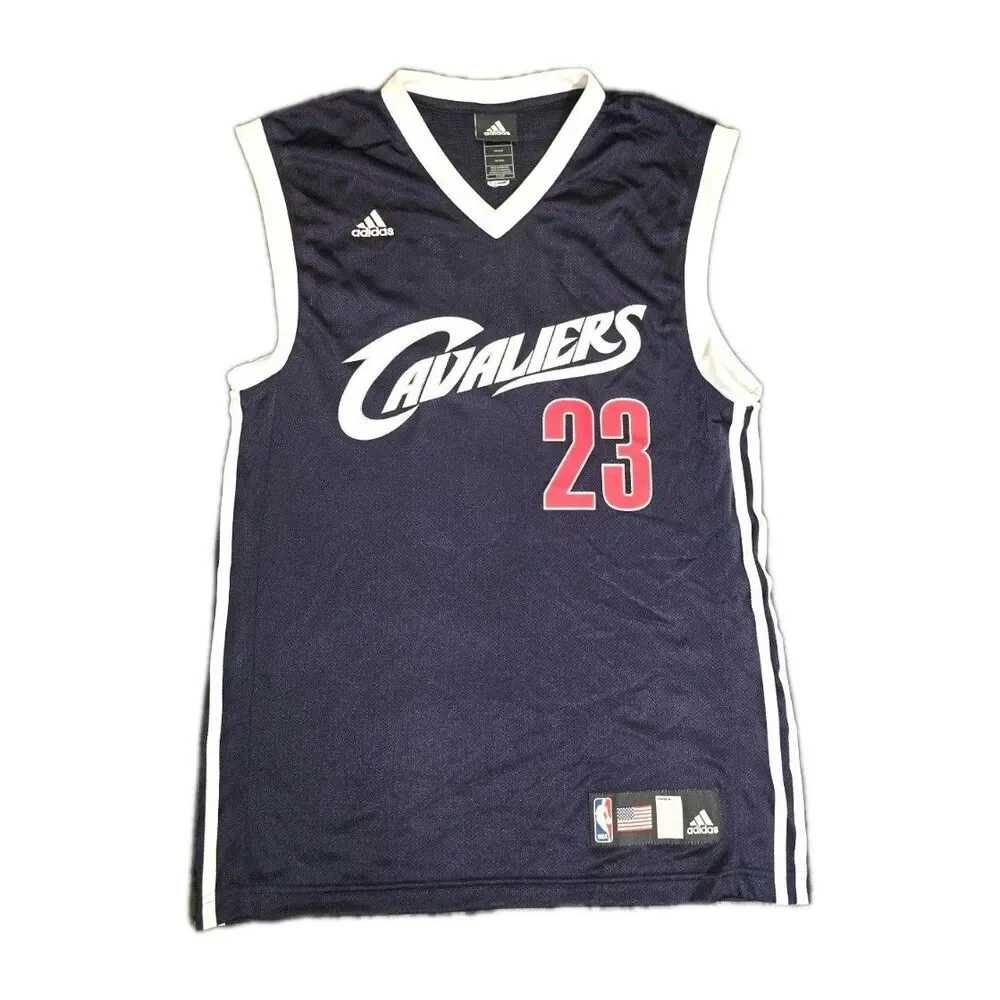 Adidas Lebron James Cavaliers Navy and White NBA Basketball Jersey Mens S #23
